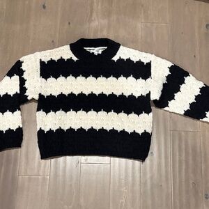 Line & Dot Black and Cream Striped Sweater